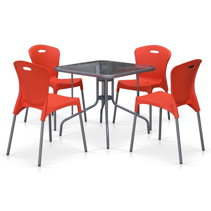 Комплект мебели для кафе TL80x80/XRF065AO-Orange (4+1) - фото 30514