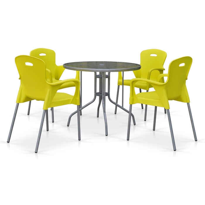 Комплект мебели для кафе TD90/XRF065BY-Yellow (4+1) - фото 30675