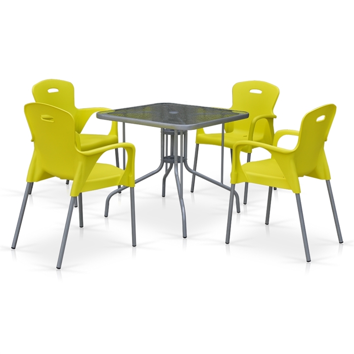 Комплект мебели для кафе TL80x80/XRF065BY-Yellow (4+1) - фото 30676