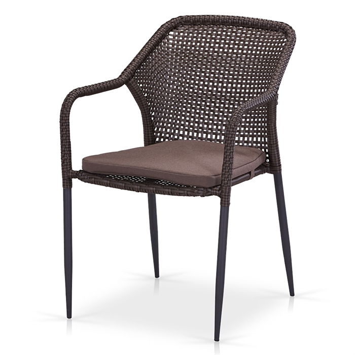 Плетеный стул Y35B-W2390 Brown с подушкой - фото 30700
