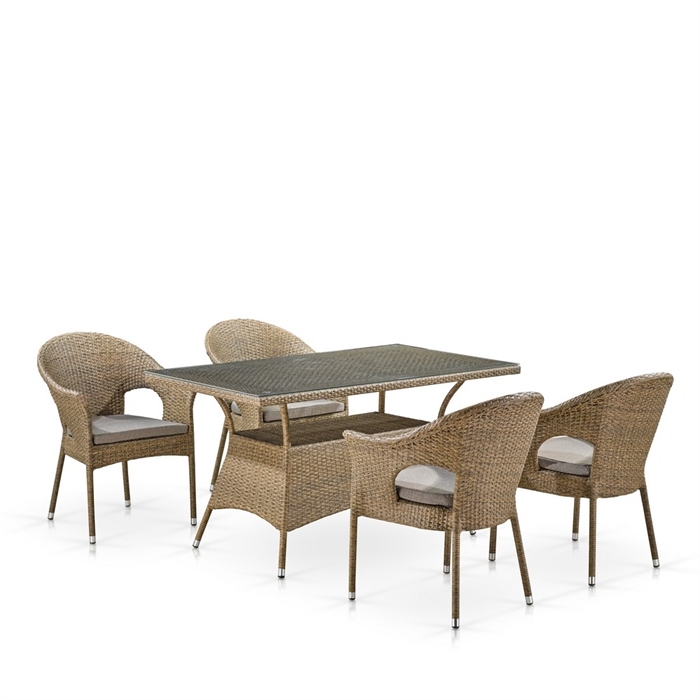 Комплект плетеной мебели T198B/Y97B-W56 Light Brown (4+1) - фото 30721