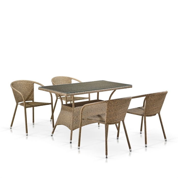Комплект мебели из иск. ротанга T198D/Y137C-W56 Light Brown (4+1) - фото 30753