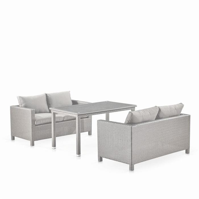 Обеденный комплект плетеной мебели с диванами T256C/S59C-W85 Latte - фото 30891