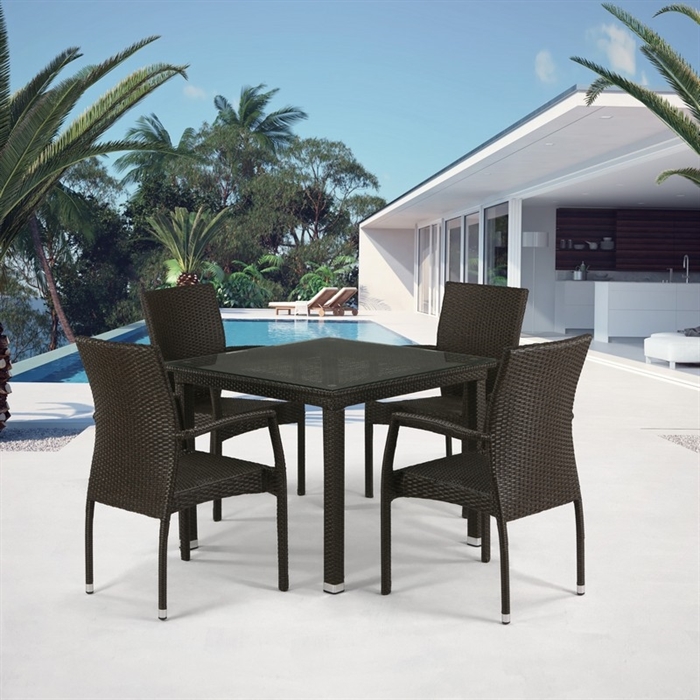Комплект плетеной мебели T257A/YC379A-W53 Brown (4+1) + подушки на стульях - фото 41011
