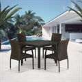 Комплект плетеной мебели T257A/YC379A-W53 Brown (4+1) + подушки на стульях - фото 41011